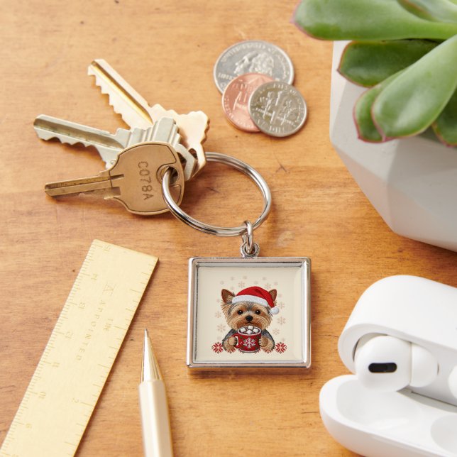 Adorable Christmas Yorkshire Terrier Schlüsselanhänger (Schreibtisch)