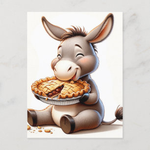 Adorable Chubby Donkey isst Pie Postkarte