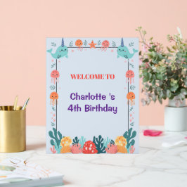 Adorable Chubby Narwhal Whale fish Seamless Sea Li Acrylschild