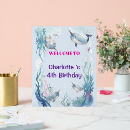 Adorable Chubby Narwhal Whale fish Seamless Sea Li Acrylschild