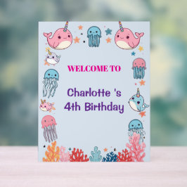 Adorable Chubby Narwhal Whale fish Seamless Sea Li Acrylschild