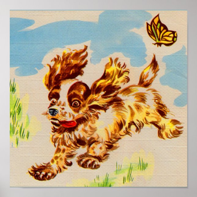 Adorable Cocker Spaniel Welpe auf dem Lauf Poster (Vorne)