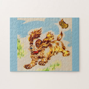 Adorable Cocker Spaniel Welpe auf dem Lauf Puzzle