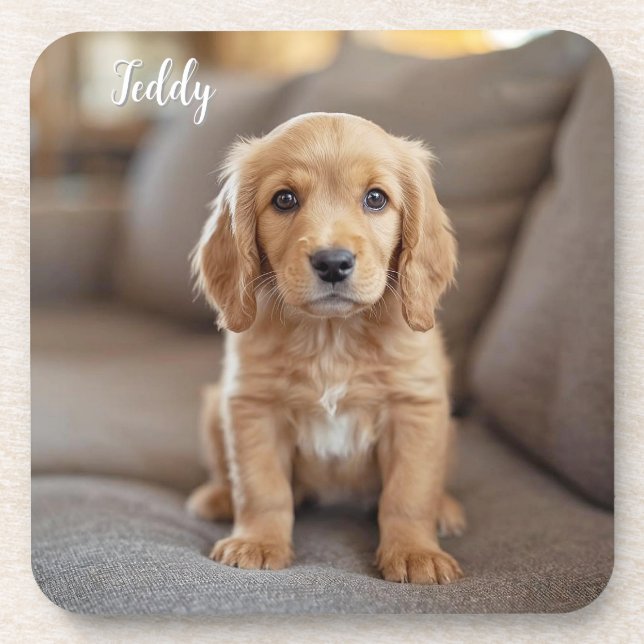 Adorable Cocker Spanisch Personalisiert Untersetze Getränkeuntersetzer (Vorderseite)