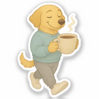 Adorable Coffee Hund Clipart Aufkleber