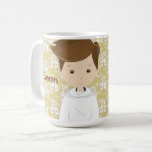 Adorable Confirmation Tag Braunhaarige Junge Tasse