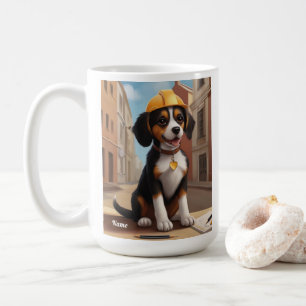 Adorable Construction Worker Hund Niedliche Welpen Kaffeetasse