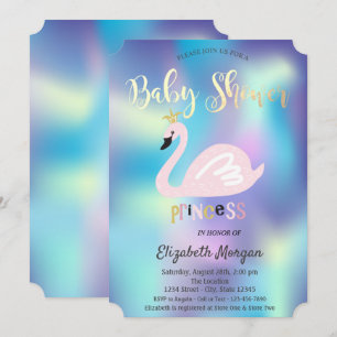 Adorable Coole Swan Holographic Baby Shower Einladung