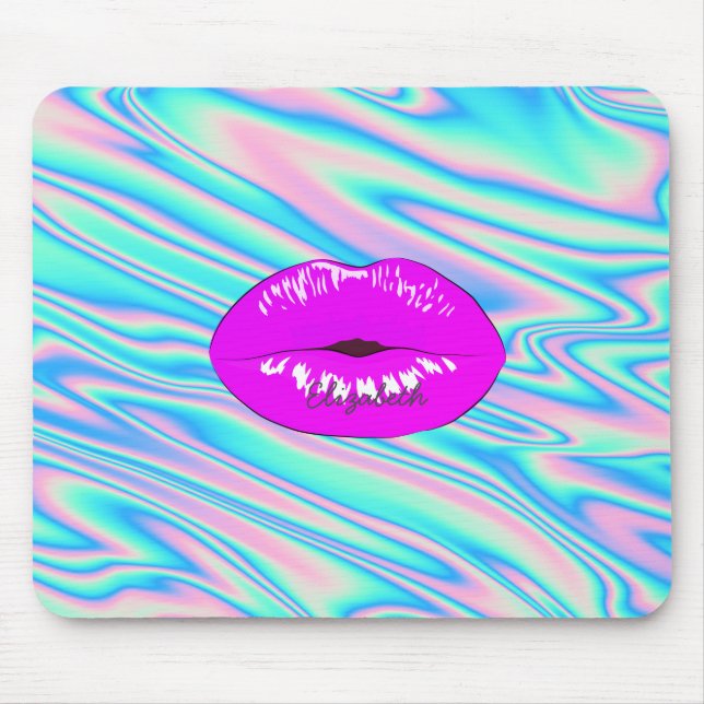 Adorable Coole, trendige Lippen, holografisch Mousepad (Vorne)