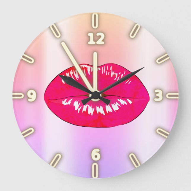 Adorable Coole Trendy Ombre Lips Große Wanduhr (Vorderseite)