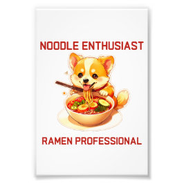 Adorable Corgi Enjoying Ramen Sticker Fotodruck