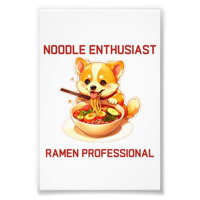 Adorable Corgi Enjoying Ramen Sticker Fotodruck (Vorne)