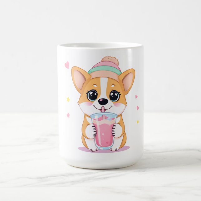 Adorable Corgi Genießen Sie eine Smoothie Kaffeetasse (Mittel)