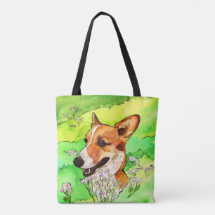 Adorable Corgi in einer Blume