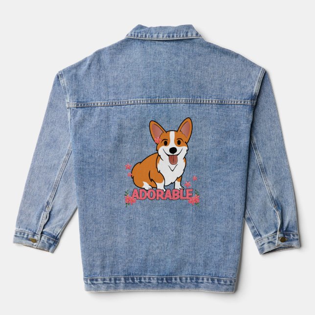 Adorable Corgi Jeansjacke (Rückseite)