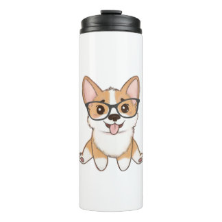 Adorable Corgi Puppy With Glasses Thermosbecher