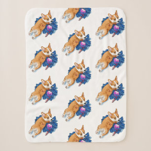 Adorable Corgi Welpen Weihnachten Sherpadecke