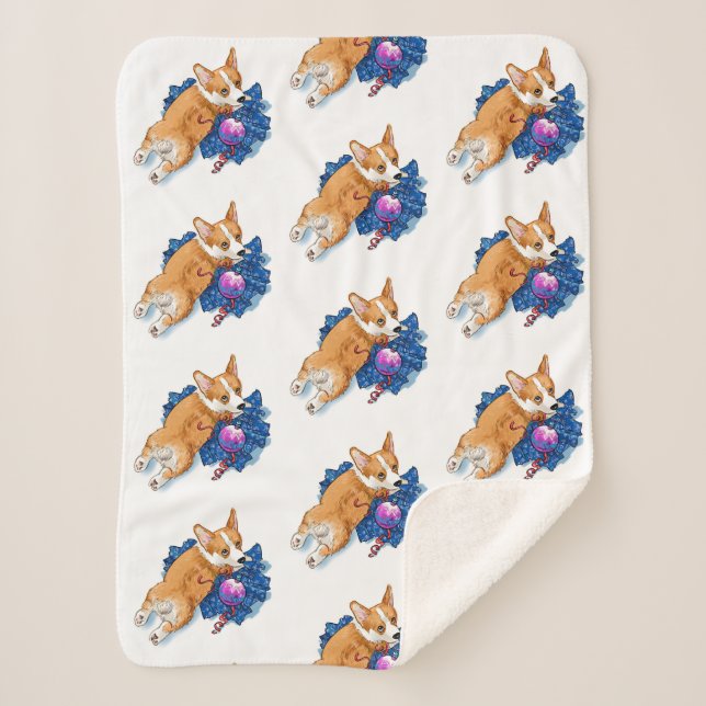 Adorable Corgi Welpen Weihnachten Sherpadecke (Vorderseite)