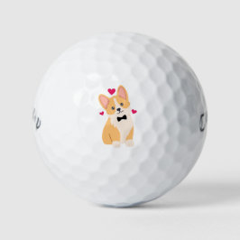Adorable Corgi with Bow Tie with Hearts Dog Lovers Golfball