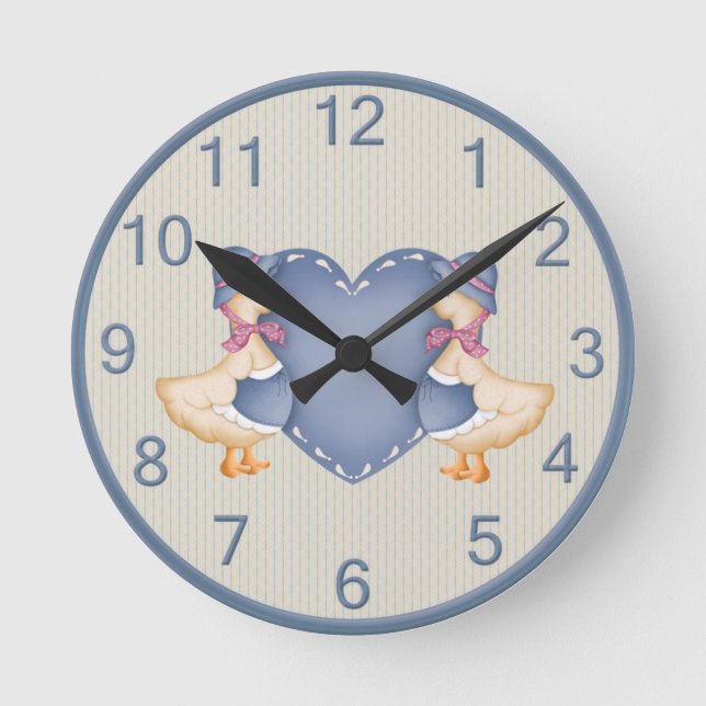 Adorable Country Goose Clock Runde Wanduhr (Vorderseite)