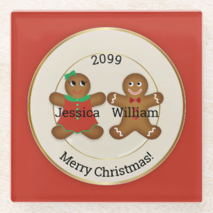 Adorable Couple Gingerbrot Ornament w Year Glasuntersetzer