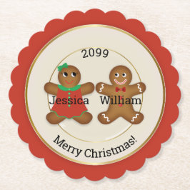 Adorable Couple Gingerbrot Ornament w Year Untersetzer