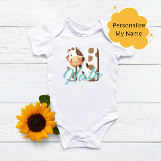 Adorable Cow Letter N Baby Outfit mit Individuelle Baby Strampler
