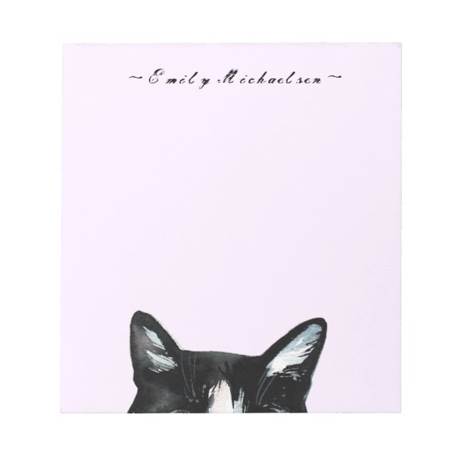 Adorable Curious Peeking Cat and Add Name Notizblock (Vorderseite)