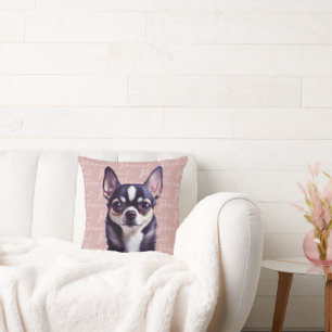 Adorable Custom Chihuahua Pink Throw Kissen