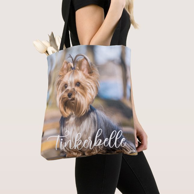 Adorable Custom Pet Photo with Name Tote Bag (Von Creator hochgeladen)