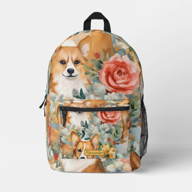 Adorable Custom Puppy Bedruckter Rucksack (Vorderseite)