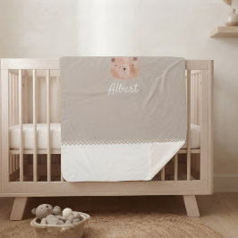 Adorable Customizable Baby Blanket with Bear Sherpadecke