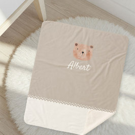 Adorable Customizable Baby Blanket with Bear  Sherpadecke