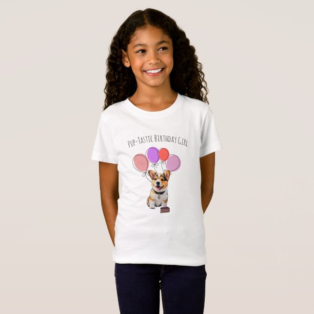 Adorable Cute Must-Have Pink Corgi Birthday Girl T-Shirt (Vorne ganz)