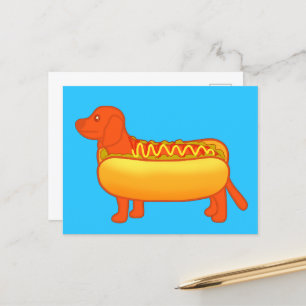 Adorable Dackel Hot Dog Postkarte