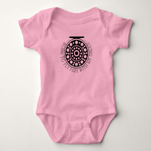 Adorable Daddy's Little Future Fly Fishing Pink Baby Strampler