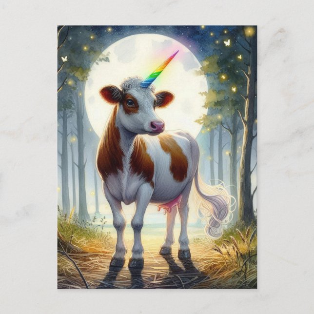 Adorable Dairy Kuh Unicorn Postkarte (Vorderseite)