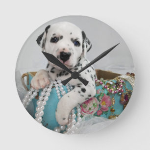 Adorable Dalmatian Pup Runde Wanduhr