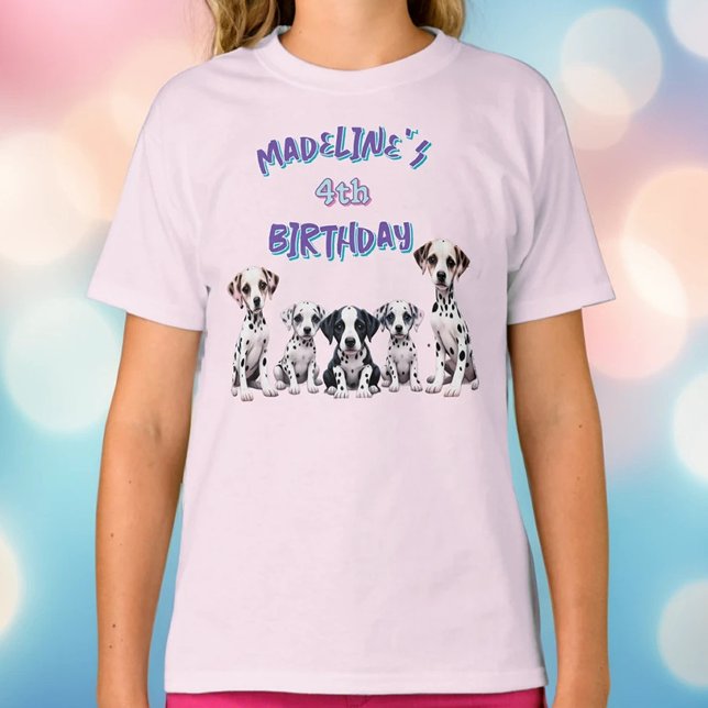 Adorable Dalmatian Puppies Girl's Birthday T-Shirt (Von Creator hochgeladen)