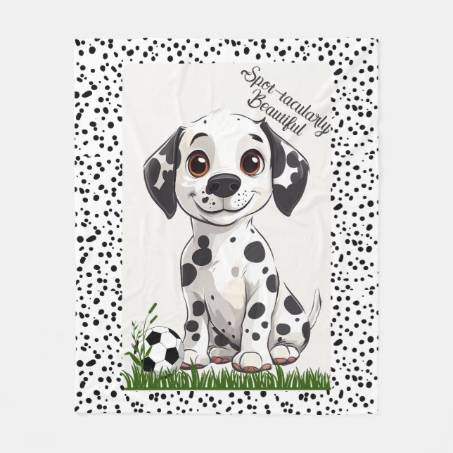 Adorable Dalmatian Puppy Football Art Fleecedecke (Vorderseite)
