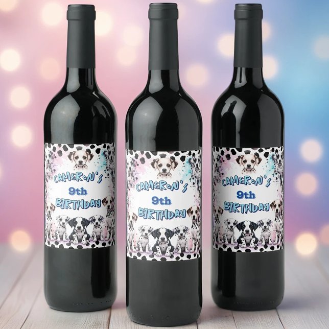 Adorable Dalmatiner Birthday Wein Set Weinetikett (Von Creator hochgeladen)