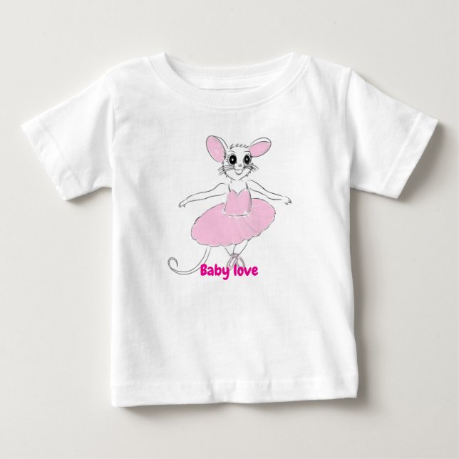 Adorable Dancing Ballerina Rat in Pink TuTu T-Shir Baby T-shirt (Vorderseite)