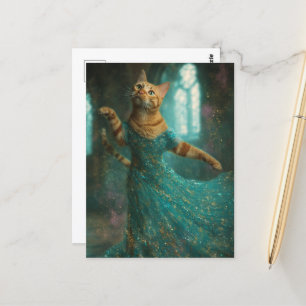 Adorable Dancing Ginger Cat Postkarte