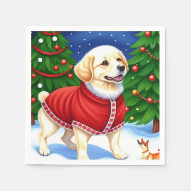 Adorable Decorative Holiday Dog Serviette (Vorderseite)