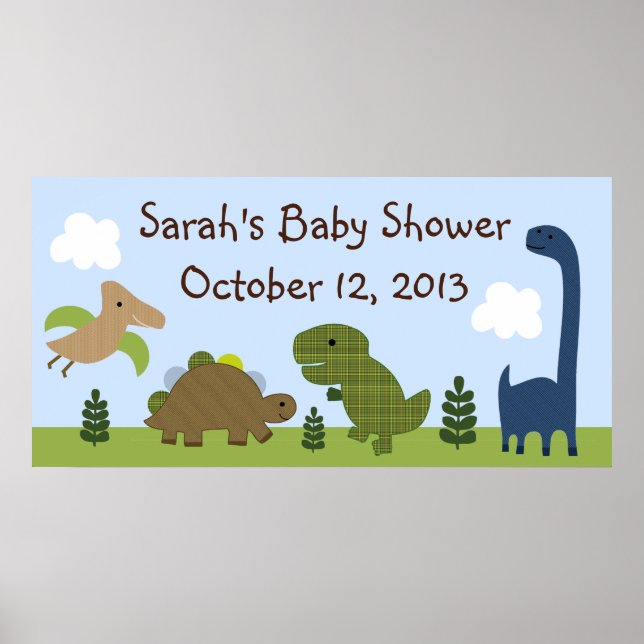 Adorable Dino/Dinosaurier Baby Shower Poster/Banne Poster (Vorne)