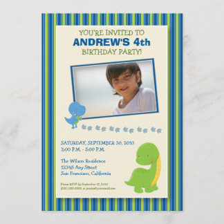 Adorable Dinosaur Geburtstagsparty Invite (blau) Einladung