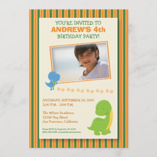 Adorable Dinosaur Geburtstagsparty Invite (Orange) Einladung