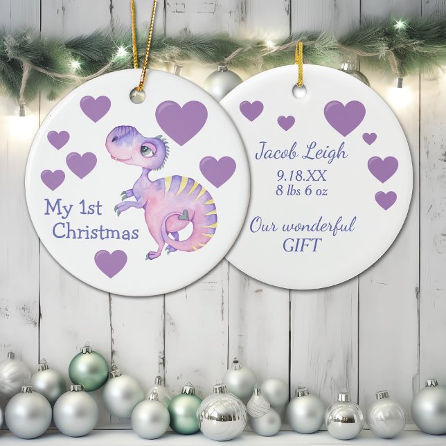 Adorable Dinosaurier Baby Erste Weihnacht Keramik Ornament (Von Creator hochgeladen)