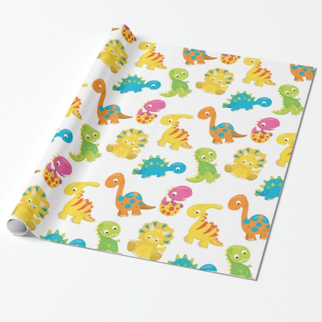 Adorable Dinosaurier Geschenkpapier (Ungerollt)