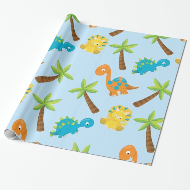 Adorable Dinosaurier Geschenkpapier (Ungerollt)